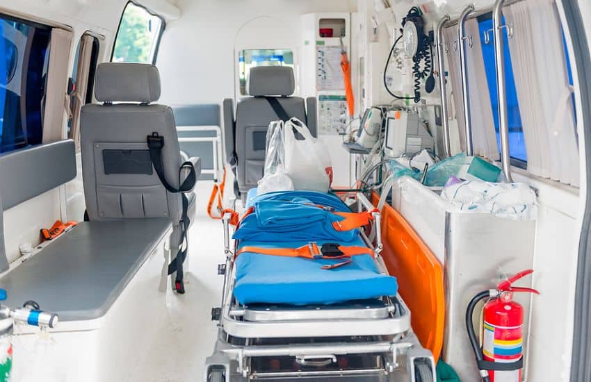 The Inside Of A Private Ambulance.