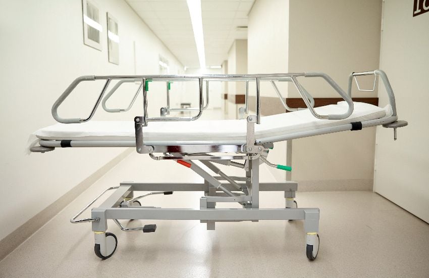 Ems Stretcher Sitting In A Hospital Hallway