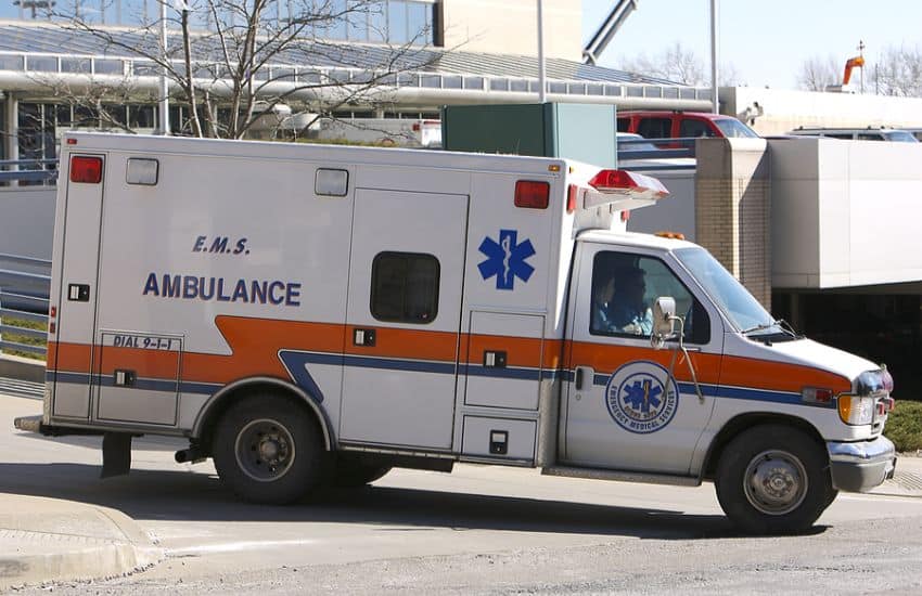 Ambulance Parked Outside Of A Hospital