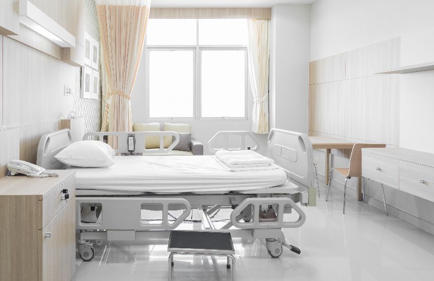 Hospital Bed Sitting In A Hospital Room